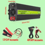 ממיר מתח לרכב Gurxun 12V-220V 2600Wגל סינוס טהור – תמונה 7