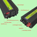 ממיר מתח לרכב Gurxun 12V-220V 2600Wגל סינוס טהור – תמונה 6