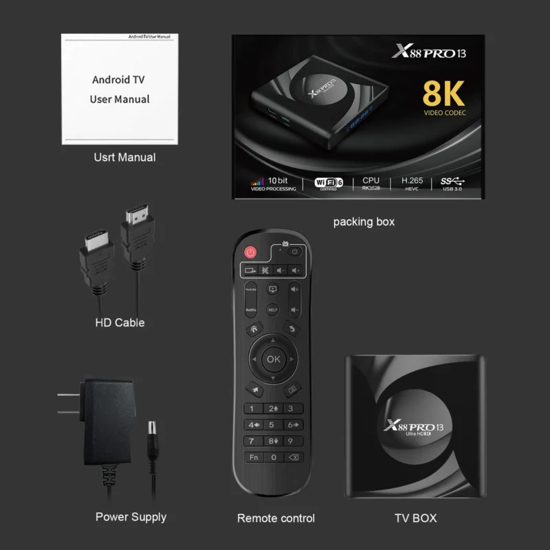 ⁦סטרימר X88 Pro 13 תמיכה ב 8K Android 13.0⁩ – תמונה ⁦2⁩