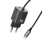 מטען קיר עם כבל מובנה USAMS CC264 GaN Mini