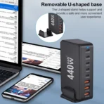 ⁦מטען GaN 3 עוצמתי במיוחד בהספק כולל של 440W שחור⁩ – תמונה ⁦4⁩