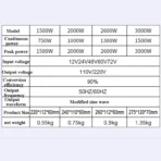 ממיר מתח לרכב FOVAL 12V 3000W – תמונה 6