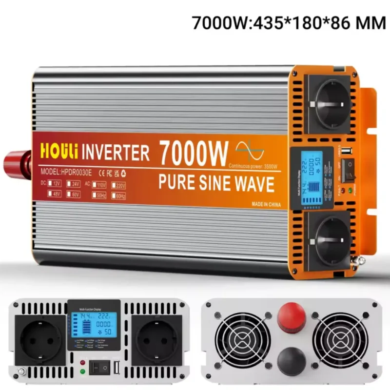 ממיר מתח HOULI 7000W לרכב 12V ל 220V סינוס טהור