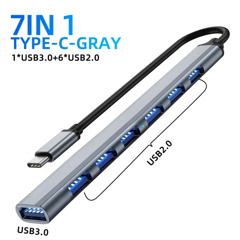 רכזת/מפצל USB-C עם 7 חיבורים