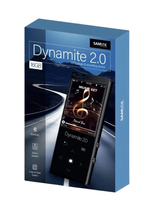 dynamite-2.0-blk-box-600x826 נגן מוזיקה כשר דיינמיט Samvix Dynamite 2.0 שחור – תמונה 1